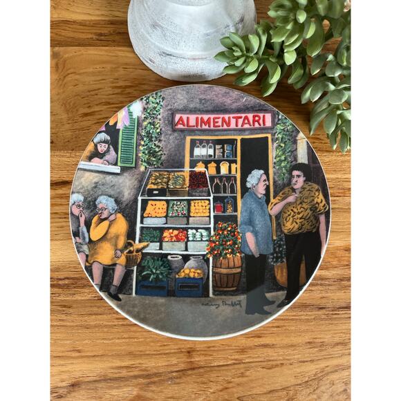 Guy Buffet Italian Village Plates Set of 6 Santa Barbara Ceramic w Box Unused - Picture 9 of 13